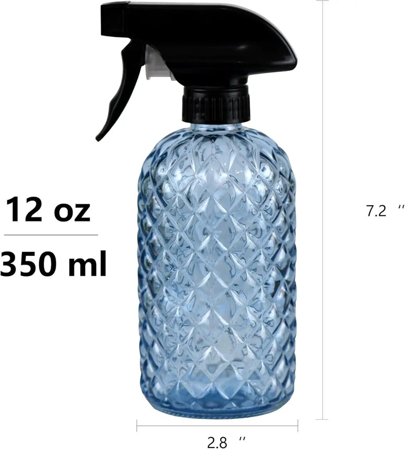 12Oz Glass Plant Spray Bottle, Gem Pattern Glass Sprayer, Watering Can with Black Plastic Top Pump, Handheld Watering Can for Indoor Outdoor Potted Plants and Greenery (Blue) by GreenHaven Gardens