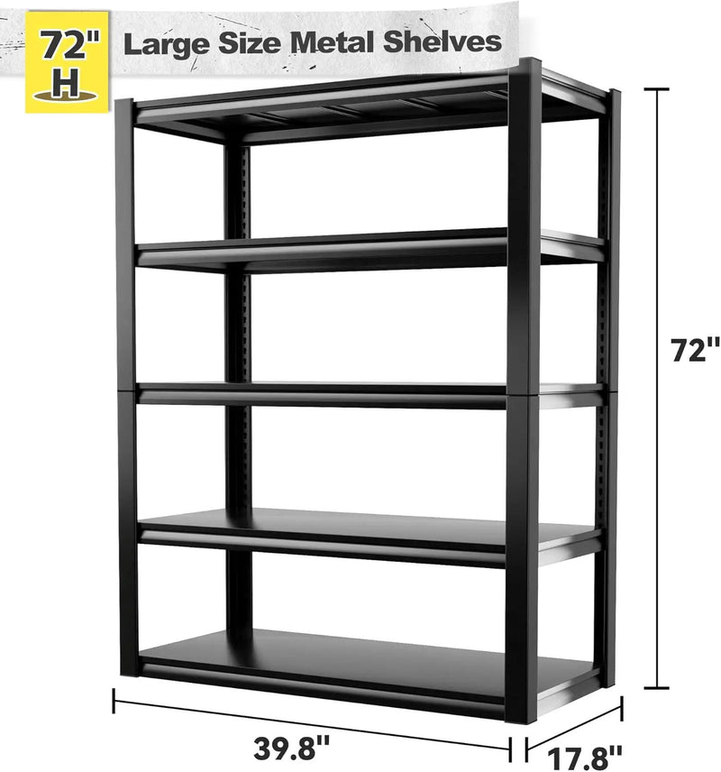 REIBII Storage Shelves Heavy Duty Garage Shelving 72" Adjustable Metal Shelves for Storage 5 Tier Garage Shelf Heavy Duty 2500LBS Basement Kitchen Pantry Shelf, 3 Pack by GreenHaven Gardens