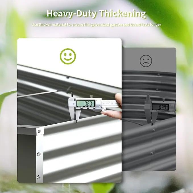 8X2X1FT-2P Galvanized Raised Garden Beds Outdoor // Planter Raised Beds for Gardening, Vegetables, Flowers, Large Metal Garden Box,Deep Plant Flower pots Outdoor. by GreenHaven Gardens