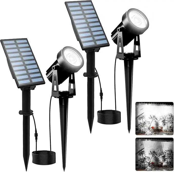 T-SUNUS Solar Garden Spot Lights, LED Solar Landscape Light Outdoor IP65 Waterproof 9.8ft Cable, Separated Solar Panel, Auto ON/Off for Garden, Driveway, Pathway, Pool Area (White 6000K) by GreenHaven Gardens