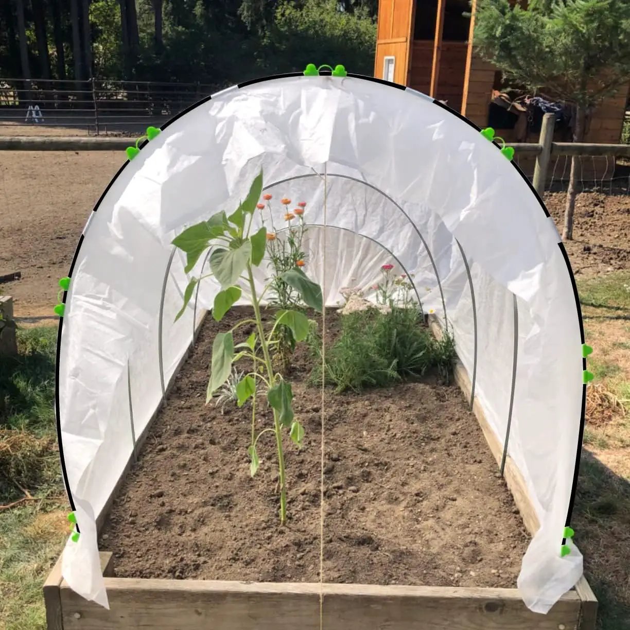 Greenhouse Hoops Grow Tunnel, 5 Sets of 7FT Garden Hoops for Raised Beds, Rust-Proof Fiberglass Frame for Garden Netting, Greenhouse Kit, Plant Shade Cloth, Plant Row Cover, 25 pcs by GreenHaven Gardens