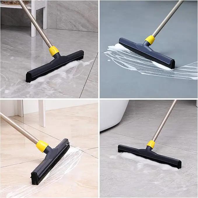 Yocada Floor Squeegee Scrubber Adjustable Telescopic Pole Heavy Duty Household Broom EVA Foam Blade for Garage Courtyard Shower Bathroom Floor Marble Glass Tile Water Foam Cleaning by GreenHaven Gardens