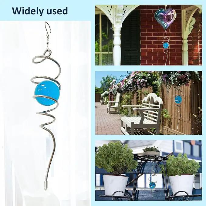 Gazing Ball Spiral Tail Wind Spinner Stabilizer,Wind Spinner Tail Decorative Sun Catcher,Wind Spinner Spiral Indoor Outdoor Garden Decoration,Wind Spiral Rotating Yard Art Decor-13in(Blue) by GreenHaven Gardens
