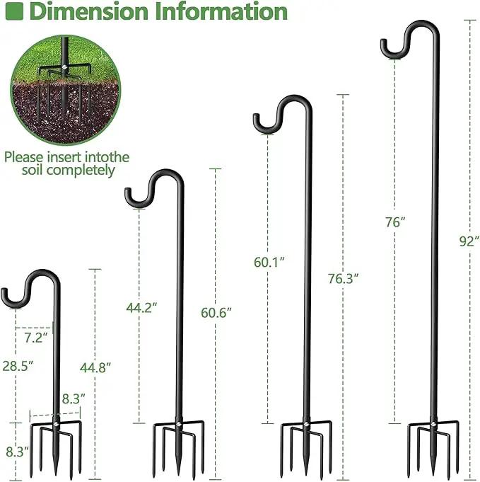92" Shepherds Hooks for Outdoor, Extra Thick Bird Feeder Pole with 5 Prong Base, Adjustable Shepards Hook for Garden, Weddings, Hanging Plant by GreenHaven Gardens