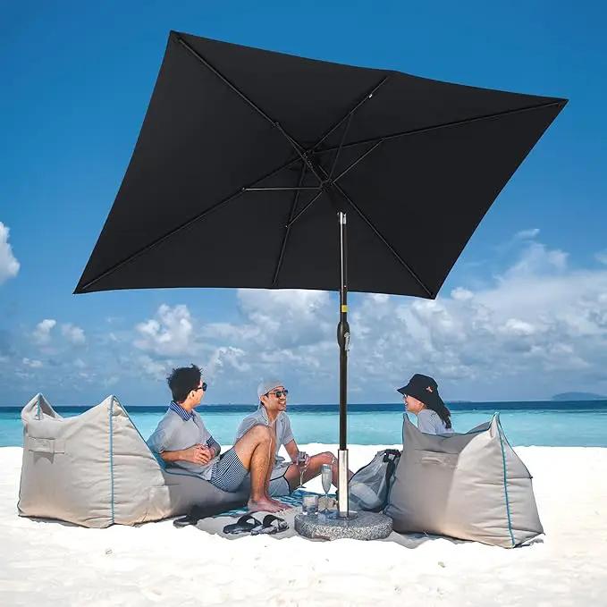SUNVIVI OUTDOOR Patio Umbrella, 6.5' x 10' Rectangular Patio Umbrella, Metal Pole Square Outdoor Umbrella with Crank and Push Button Tilt, 6 Steel Ribs, Polyester Canopy by GreenHaven Gardens