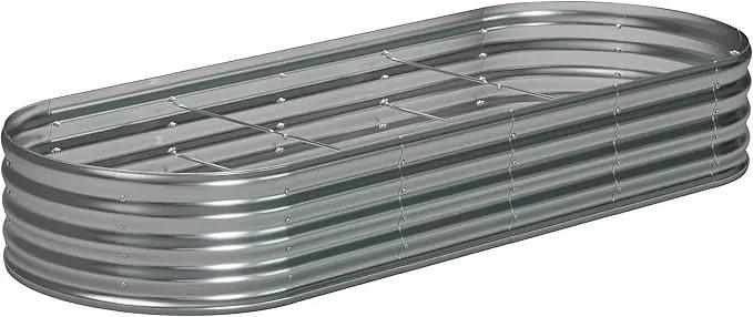8x2x1.3 Oval Galvanized Raised Garden Bed,Outdoor Planter Box Metal Patio Kit Planting Bed for Vegetables Flowers and Succulents by GreenHaven Gardens