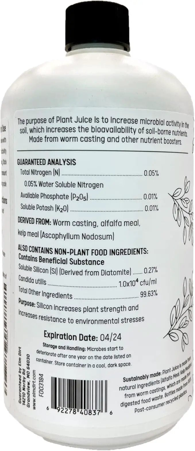 Elm Dirt Plant Juice Organic Fertilizer for All Purpose Plants - Plant Food Indoor House Plants | Liquid Plant Food Outdoor & Indoor Plant Fertilizer for Vegetables, Succulents & Hydroponics, 3Bottle by GreenHaven Gardens