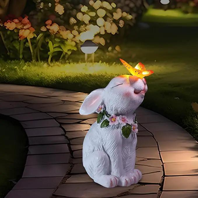 Solar Bunny Easter Garden Outdoor Decor, Large Outside Lawn Rabbit Animal Ornaments for Patio Clearance Balcony Yard, Easter Gift to Mom Women Birthday Mother's Day by GreenHaven Gardens