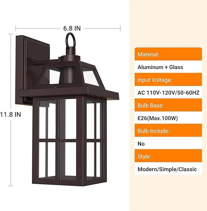 WIHTU Outdoor Wall Lantern, Porch Lights with Glass Shade, Waterproof Wall Sconce Light, ORB Fixtures Exterior Lighting, Aluminum Lanterns, Anti-Rust Front Door Garden by GreenHaven Gardens