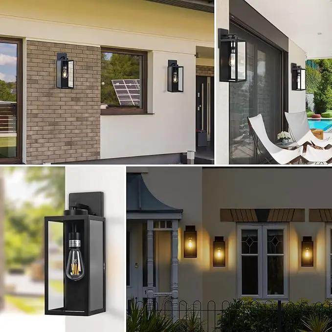 16-inch Large Outdoor Wall Light Fixture, Black Exterior Wall Lantern Waterproof, Farmhouse Porch Sconce Lighting With Glass, Modern Wall-Mounted Outside Lights for House, Garage, Patio Lamp, 2 Packs by GreenHaven Gardens