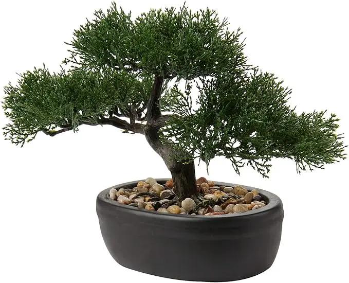 Artificial Bonsai Tree Juniper Faux Plants Indoor Small Fake Plants Decor with Ceramic Pots for Home Table Office Desk Bathroom Shelf Bedroom Living Room Farmhouse Decorations by GreenHaven Gardens