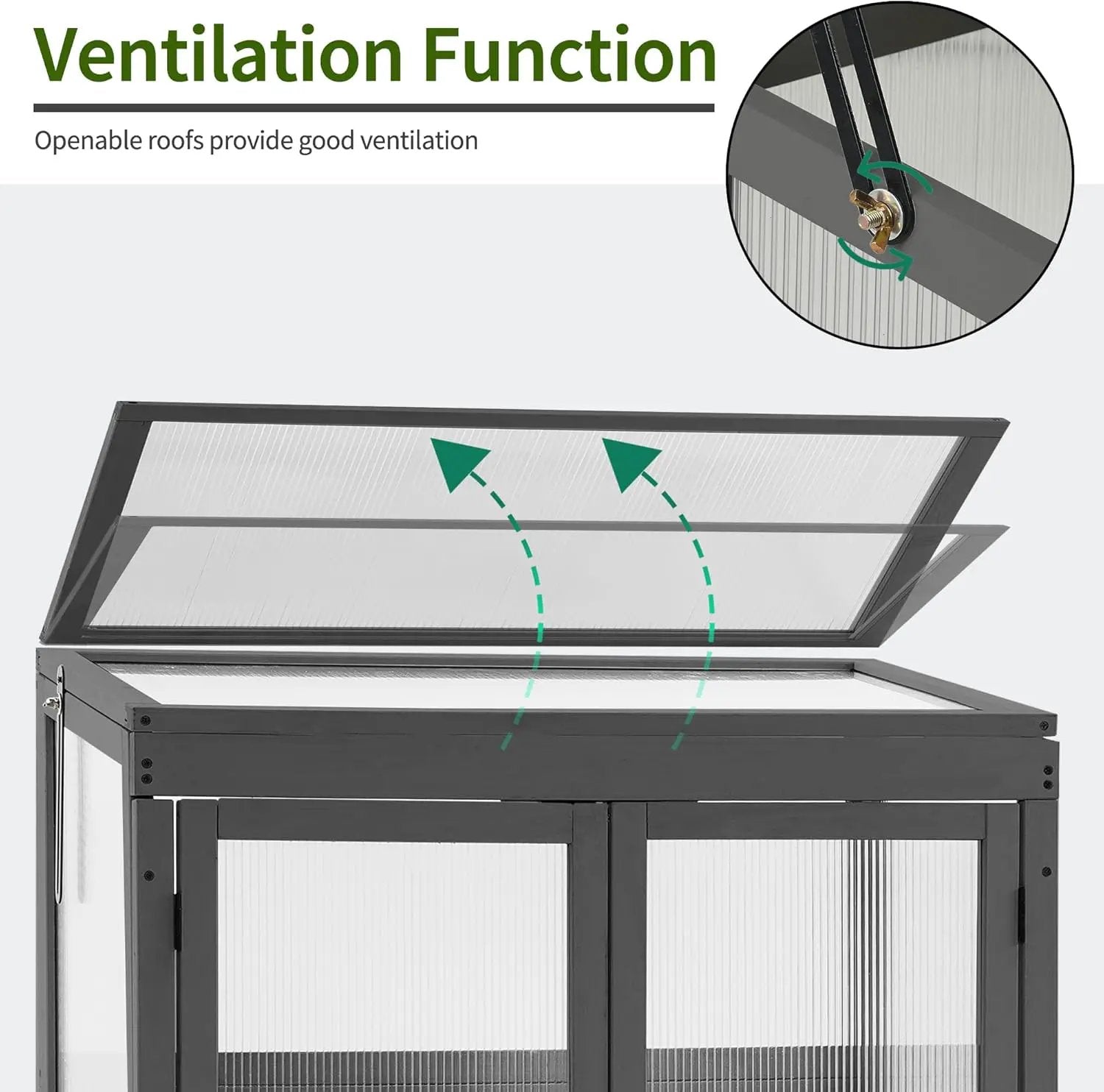 MCombo Wooden Cold Frame Greenhouse, Raised Flower Planter Shelf Protection for Outdoor Indoor Use, 0760 (Dark Grey) by GreenHaven Gardens