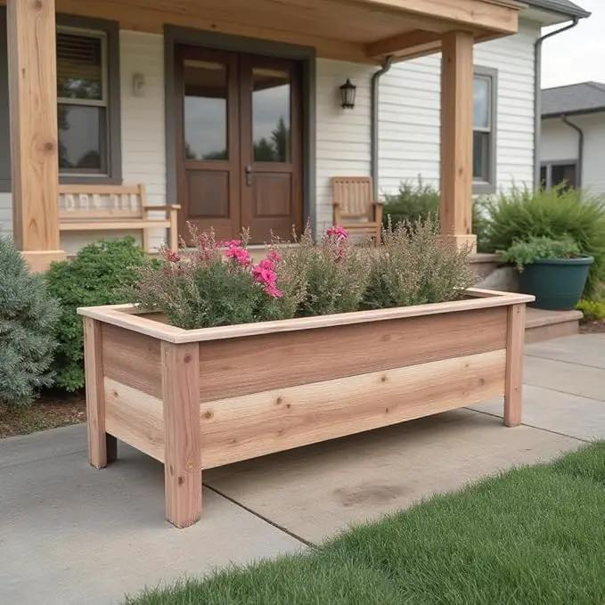Handmade Custom Heavy Duty Rectangular Raised Cedar Wood Garden Planter Box – 46", 36", 24" – Indoor/Outdoor Farmhouse Style for Flowers & Vegetables – Made in USA (36" L x 15.5" W x 16.5" H) by GreenHaven Gardens