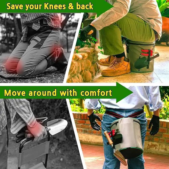 Garden Wearable Stool Gardening Cushion Lightweight Chair Work Seat Outdoor Portable Adjustable Gifts Elderly Mother Father Grandparents Seniors Gardener Outside Planting Farming Fishing Camping by GreenHaven Gardens