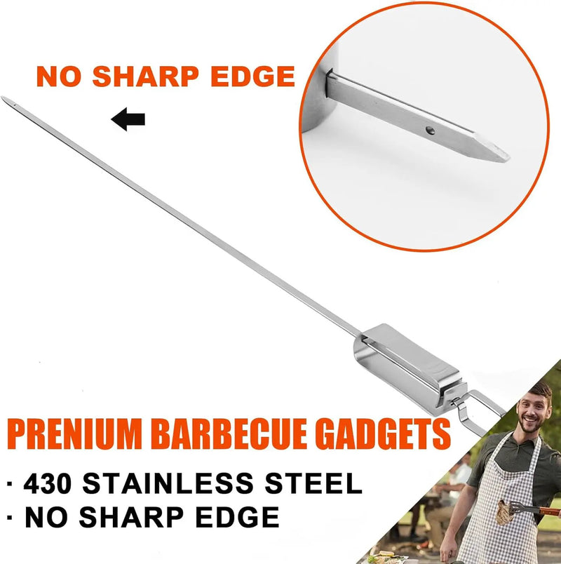 BBQ Skewers, Premium 304 Stainless Steel BBQ Skewers,15 Inch Heavy Duty Metal Kabob Sticks for Grilling, Reusable & Dishwasher Safe (Single fork10) by GreenHaven Gardens