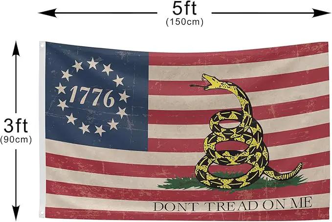 Don't Tread On Me Flag 1776 Flag 3x5 Ft Retro American Flag Polyester Double Sided Mirror Printing Outdoor House Patriotic Banner Decorate by GreenHaven Gardens