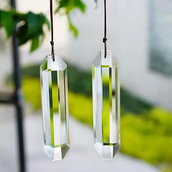 HDCRYSTALGIFTS Set 2 Crystal Suncatchers, 120mm Large Prism Sun Catchers Windows Hanging Ornaments Rainbow Maker Pendant Indoor Outdoor Garden Decor,Clear by GreenHaven Gardens