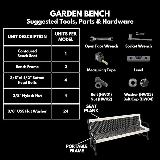Coated Outdoor Furniture Heavy-Duty Outdoor Bench Thermoplastic Coated, Expanded Metal, Commercial-Grade Garden Bench, Made in America (Portable with Back, 4 Ft, Textured Sand) by GreenHaven Gardens