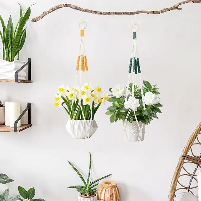 Augshy 27inch Macrame Plant Hanger, 2 Packs Plant Hangers with Hooks, Hanging Planter for Indoor Plants Decorative Macrame Pot Hanger for Home Decor by GreenHaven Gardens