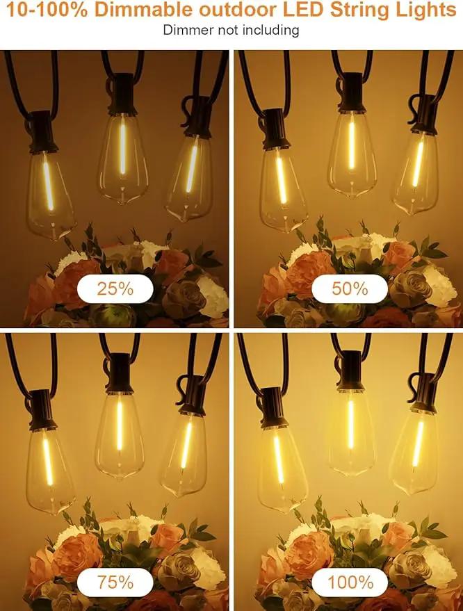GPATIO 200FT(100FT*2Pack) Outdoor String Lights, Waterproof Patio Lights with 64 Dimmable Hanging Lights Globe ST38 Bulbs, 2700k Shatterproof for Backyard Gazebo Porch Garden Outside Decor by GreenHaven Gardens