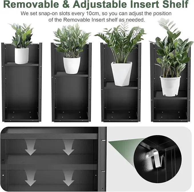 Tall Metal Cube Planter for Outdoor Plants 15" L x 15" W x 30" H 2 Pack, Heavy Duty Steel Planter Box with Removable Insert Shelf, Rectangular Planters for Porch, Garden, Yard, Hotel (Black) by GreenHaven Gardens