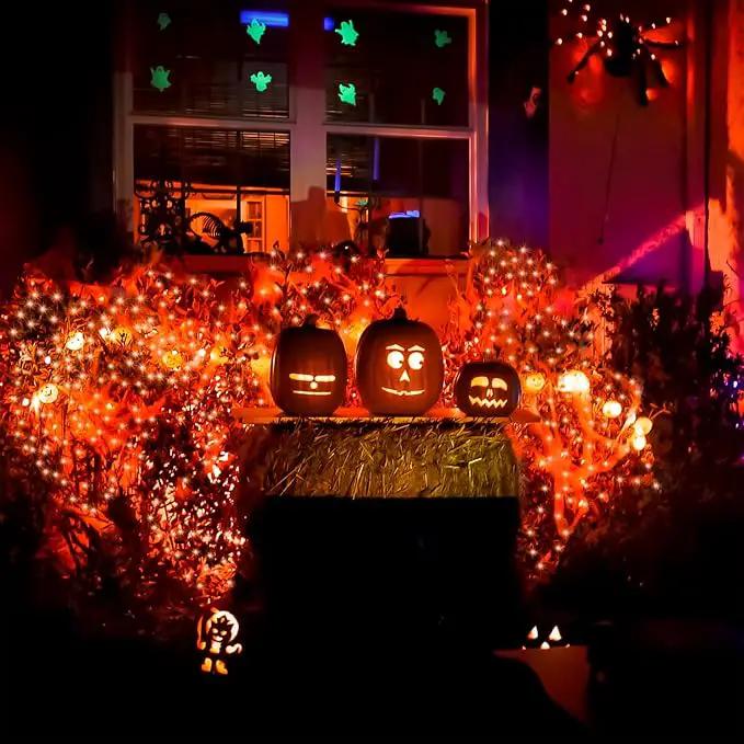JMEXSUSS 2 Pack Solar Halloween Lights, 33ft 100 LED Outdoor Waterproof Orange Solar Lights for Tree Yard Patio Garden Halloween Thanksgiving Decorations by GreenHaven Gardens