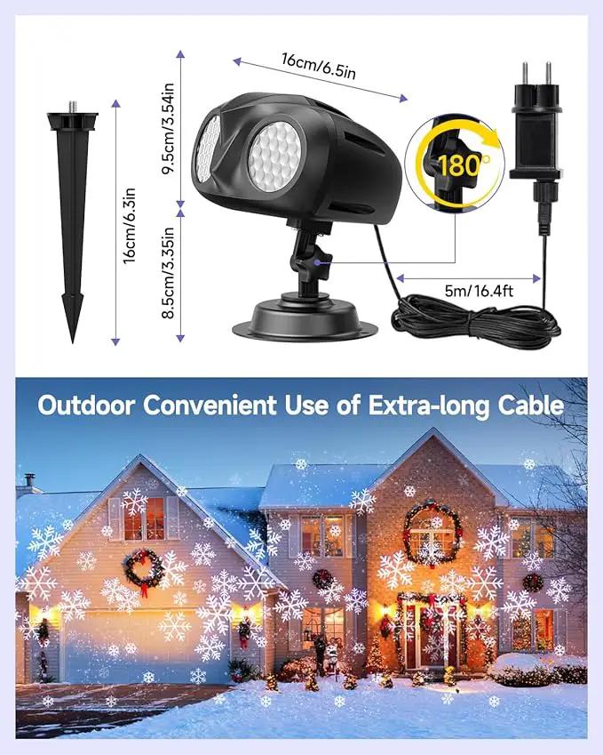 Double Head Christmas Snowflake Outdoor Projection Light,Waterproof Christmas Lights, 180°Rotation Christmas Lights Outdoor, Suitable for Indoor Holiday Christmas Garden Patio Decorations (L) by GreenHaven Gardens