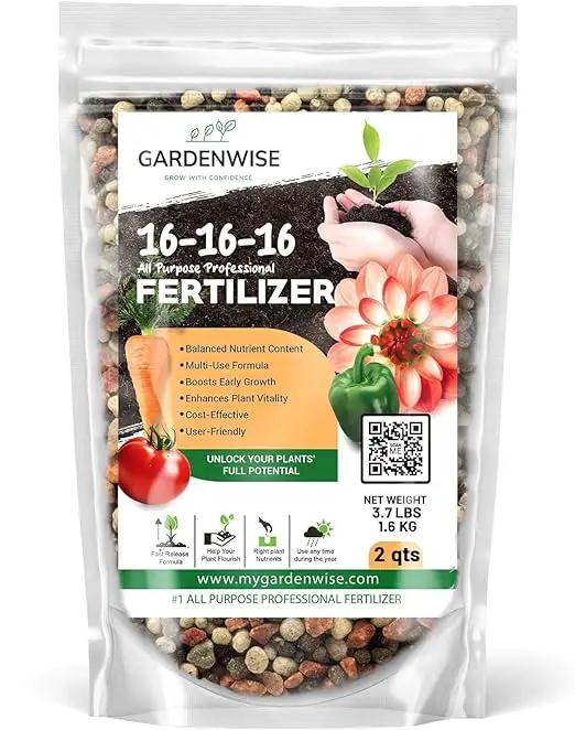 16-16-16 All Purpose Professional Fertilizer - Lawn, Flower, Tree, Shrub & Vegetable Garden Fertilizer (2 Quarts) by GreenHaven Gardens