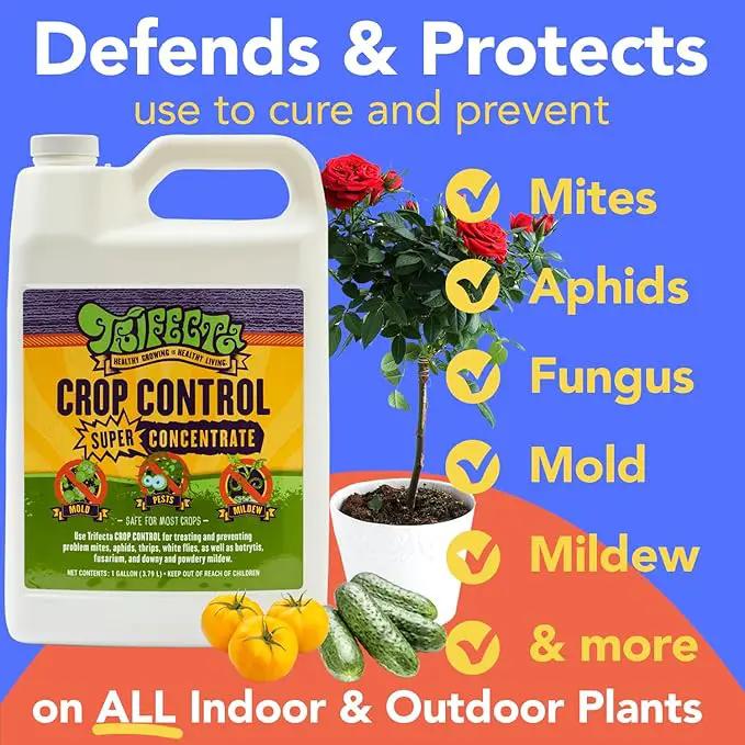 Trifecta Crop Control Super Concentrate All-in-One Natural Pesticide, Fungicide, Miticide, Insecticide, Help Defeat Spider Mites, Powdery Mildew, Botrytis, Mold and More on Plants 32 OZ by GreenHaven Gardens