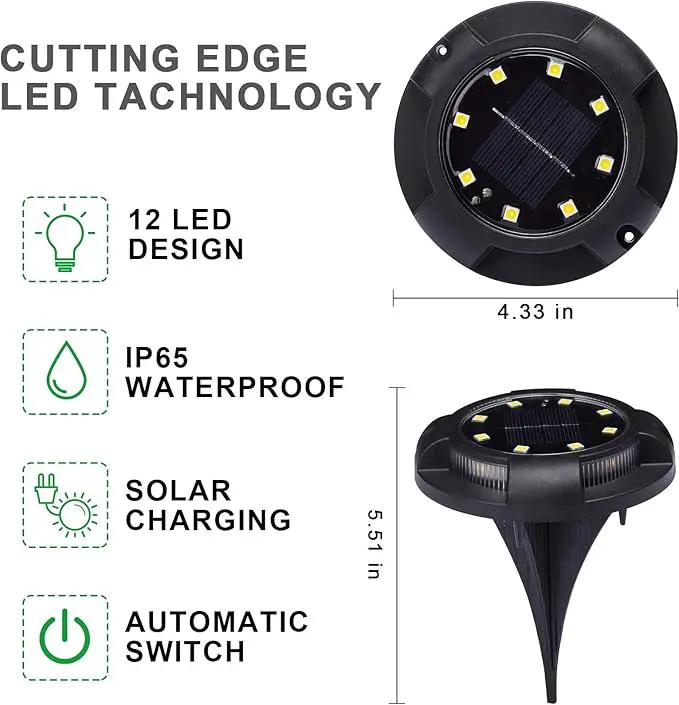 K.E.J. Solar Lights Outdoor 12 Pack Waterproof Solar Garden Ground Lights Landscape Lighting for Outside Patio Pathway Lawn Yard Deck Driveway Walkway by GreenHaven Gardens