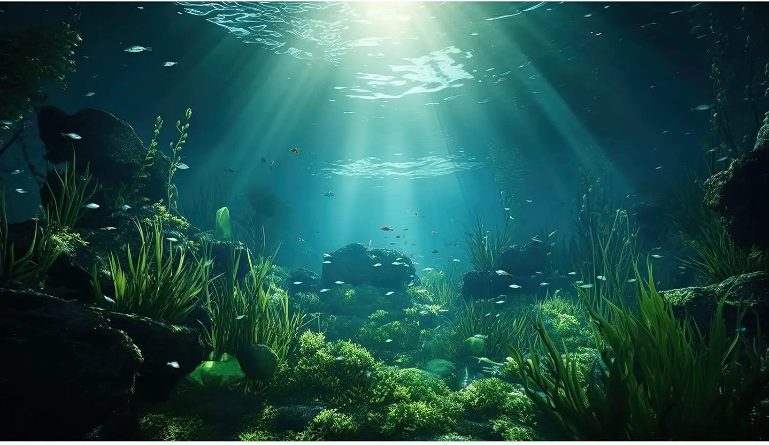 Underwater Fish Tank Background Under The Sea Aquarium Background Ocean Floor Aquatic Plants Fish Tank Backgrounds Deep Sea Sunray Tropical Aquarium Fish Reptile Tank Backgrounds 48x18in by GreenHaven Gardens