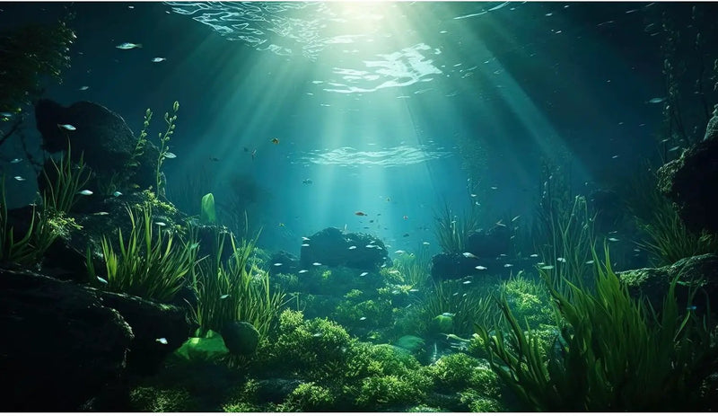 Underwater Fish Tank Background Under The Sea Aquarium Background Ocean Floor Aquatic Plants Fish Tank Backgrounds Deep Sea Sunray Tropical Aquarium Fish Reptile Tank Backgrounds 72x24in by GreenHaven Gardens
