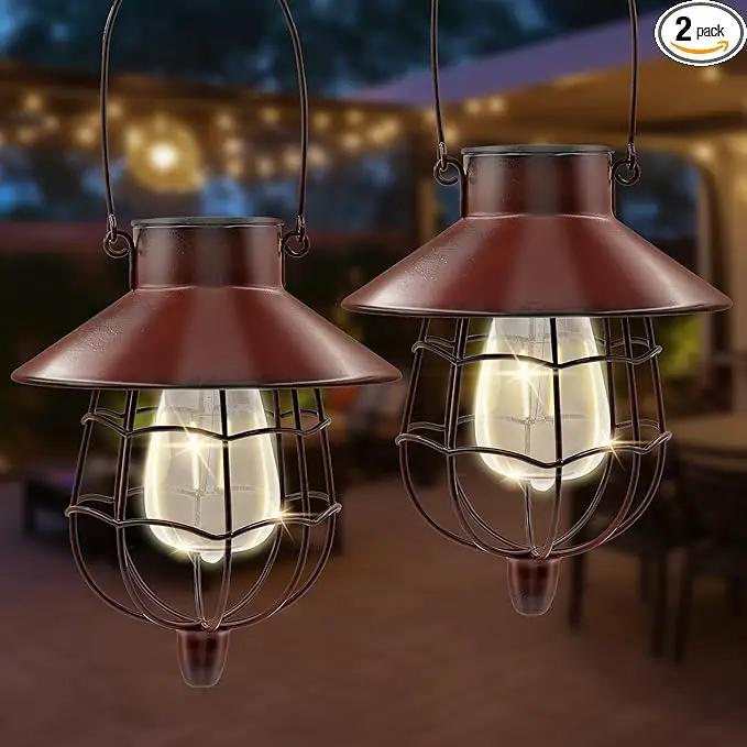 Solar Hanging Lantern Outdoor Waterproof Solar Lanterns Hanging Lights for Outside with Bright Warm White Light for Garden Patio Yard Pathway 2 Pack(Red) by GreenHaven Gardens