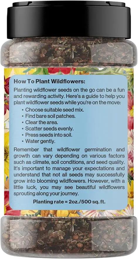 on The Go Regional Wildflower Seed Shaker - Northeast USA Wildflowers - 100% Pure Seed - Organic, Non-GMO - 21 Wildflower Variety Seeds of Annual & Perennial, 2oz by GreenHaven Gardens