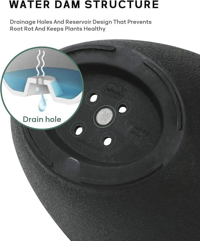 LaDoVita Plant Pots with Drainage Holes, 12 Inch Large Planters for Indoor Plants, Plastic Flower Pots Outdoor, Set of 2 Pack, Frosted Black by GreenHaven Gardens