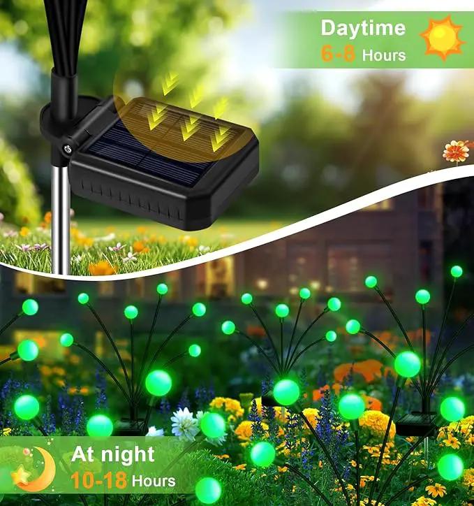Solar Firefly Light, Christmas Lights for Outside Decorations, 4 Pack 24 LED Green Solar Garden Lights, Outdoor Waterproof Garden Decor for Yard Patio Pathway Lawn Christmas by GreenHaven Gardens