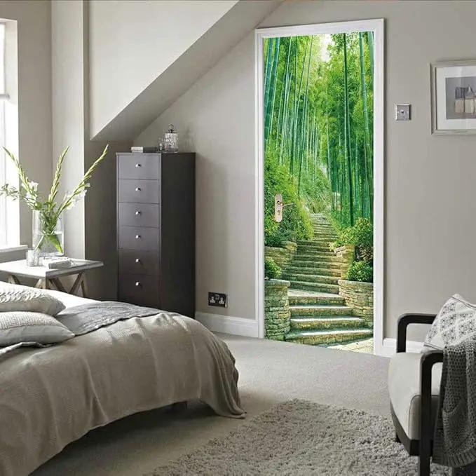 3D Door Stickers Murals Peel and Stick - Bamboo Wallpaper Self-Adhesive Decals - Removable PVC Waterproof Poster for Bedroom Living Room 31.5" x 78.7" by GreenHaven Gardens