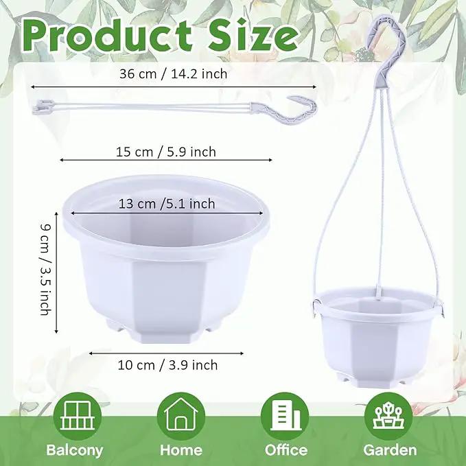 Roshtia 24 Pcs Hanging Plastic Planter Pot with Hook Flower Pots Baskets Hanging Nursery Planter Holder for Outdoor Indoor Plant Garden(Ceramic White,6 Inch) by GreenHaven Gardens