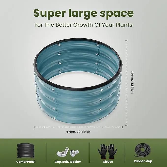 ZXZYHFTY Round Galvanized Raised Garden Bed kit, Blue Outdoor Garden Raised Planter Box, Round Large Metal Raised Garden Beds for Vegetable 2 * 2 * 1ft 1 Pack by GreenHaven Gardens