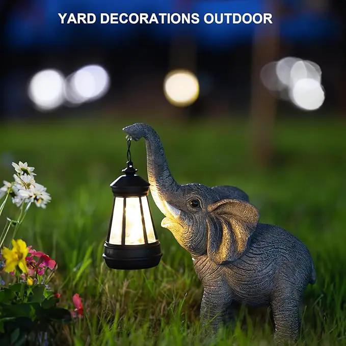 Elephant Statue Solar Garden Decor, Outdoor Solar Decoration for Outside, Gardening Gifts for Women by GreenHaven Gardens