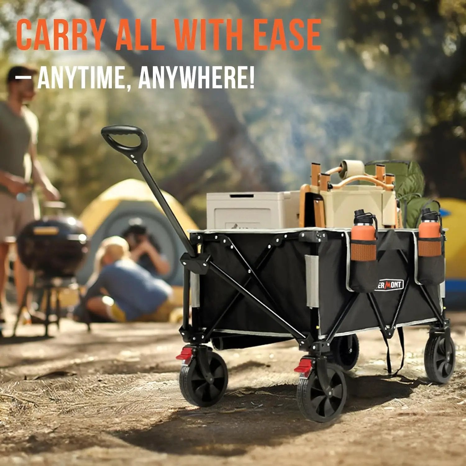 Overmont 150L Wagons Carts Foldable - Large Capacity Folding Collapsible Wagon Cart for Grocery Camping Utility Gardening Sports Travelling- 330lbs Load by GreenHaven Gardens