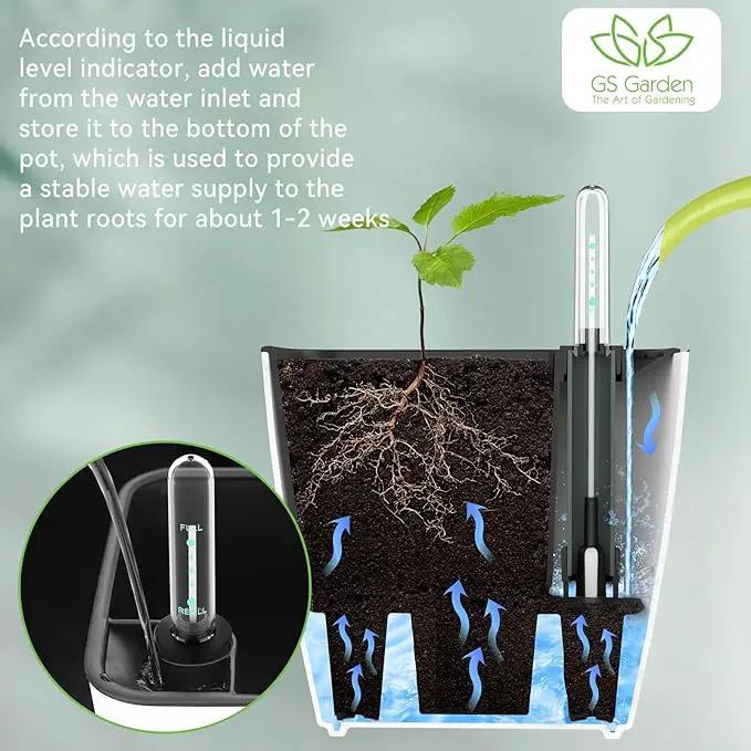 Self Watering Planters for Indoor Plants : 5 inch 6 Pack White Planter with Water Level Indicator African Violet Self Watering Flower Pot for Herb pots by GreenHaven Gardens