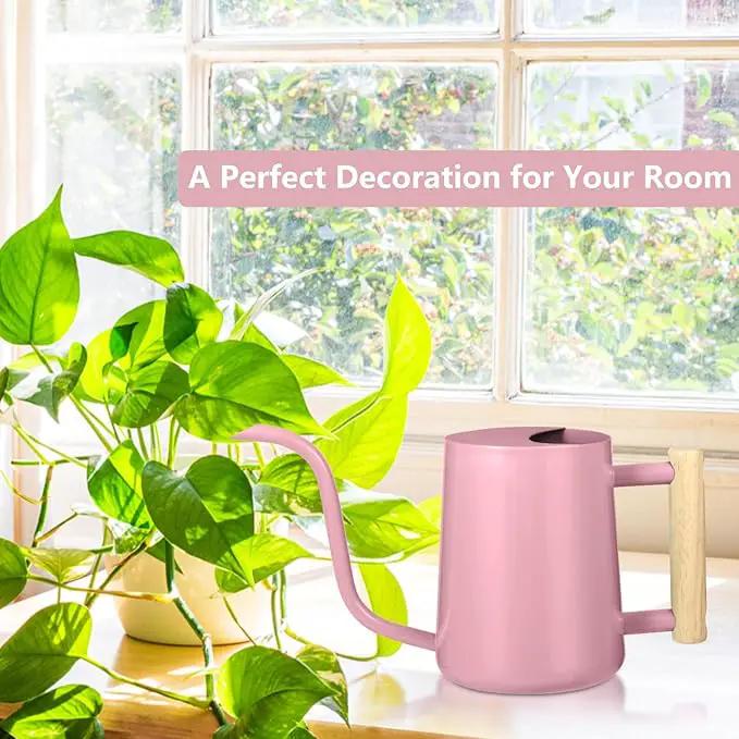 Watering Can Indoor Plants, 35oz Small Watering Can Indoor Stainless Steel Metal Watering Can Modern Decorative Watering Pot with Long Spout for Indoor House Plant Bonsai Garden Flowers (Pink) by GreenHaven Gardens