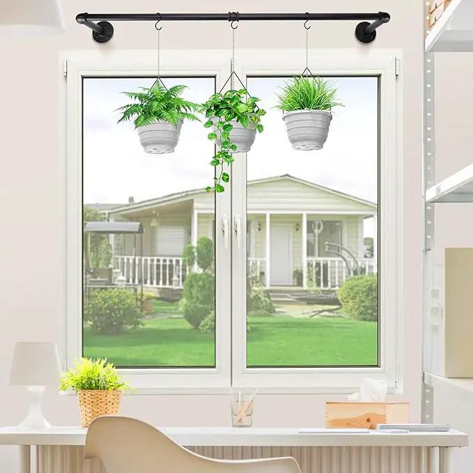 Plant Hanger Indoor, 34.2in Strong Load-Bearing Hanging Plant Holder, Window Plant Rod Black Metal Bar for Wall Ceiling Decor Shelves, 1 Pcs (Pot Chain & Plant Not Included) by GreenHaven Gardens
