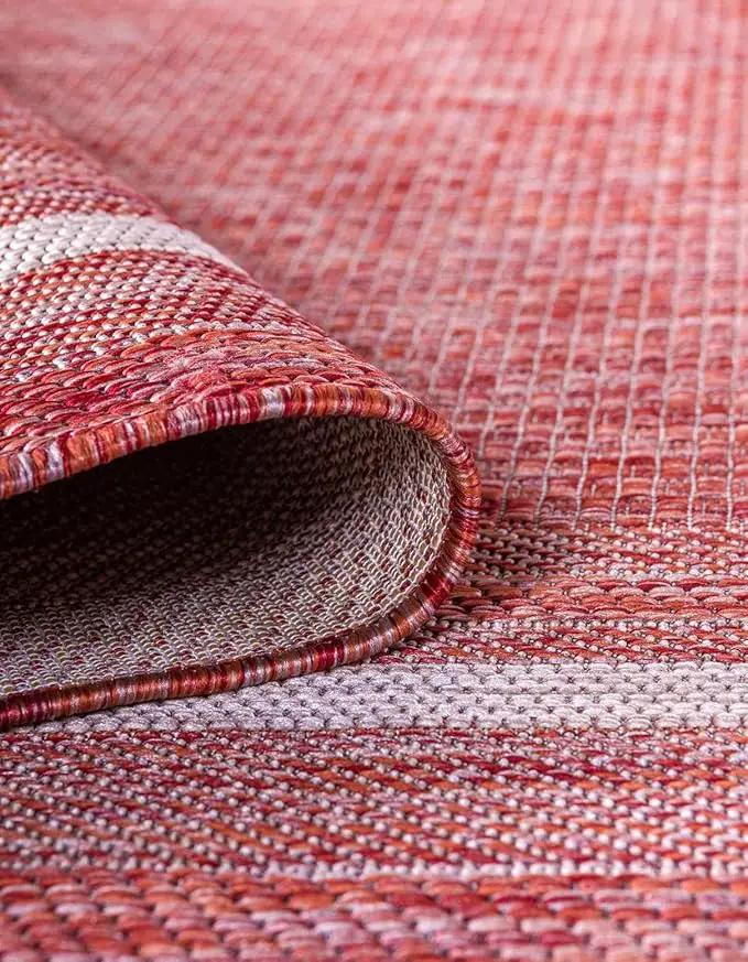 Unique Loom Outdoor Border Collection Area Rug - Soft Border (2' x 3' 1" Rectangle, Rust Red/ Ivory) by GreenHaven Gardens