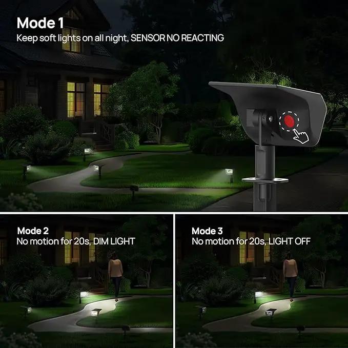 Linkind Solar Lights Outdoor Waterproof IP67, 3000K/6500K Solar Motion Sensor Lights with 6 Modes, 60 LEDs Solar Powered Spot Lights Outside Landscape Lighting for Garden Yard Pathway, 4 Pack by GreenHaven Gardens