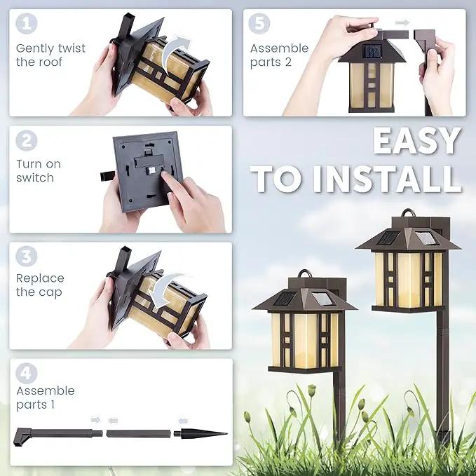GIGALUMI Japanese Decor Solar Lights for Outside, Pathway Lights 4 Pack - Lawn/Patio/Yard/Walkway/Driveway Decoration by GreenHaven Gardens