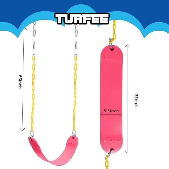 TURFEE 2 Packs Heavy Duty Swing Seat, Swing Set Accessories Replacement with 4 Snap Hooks for Kids Outdoor Play Playground, Trees, Swingsets, Playground(Pink) by GreenHaven Gardens