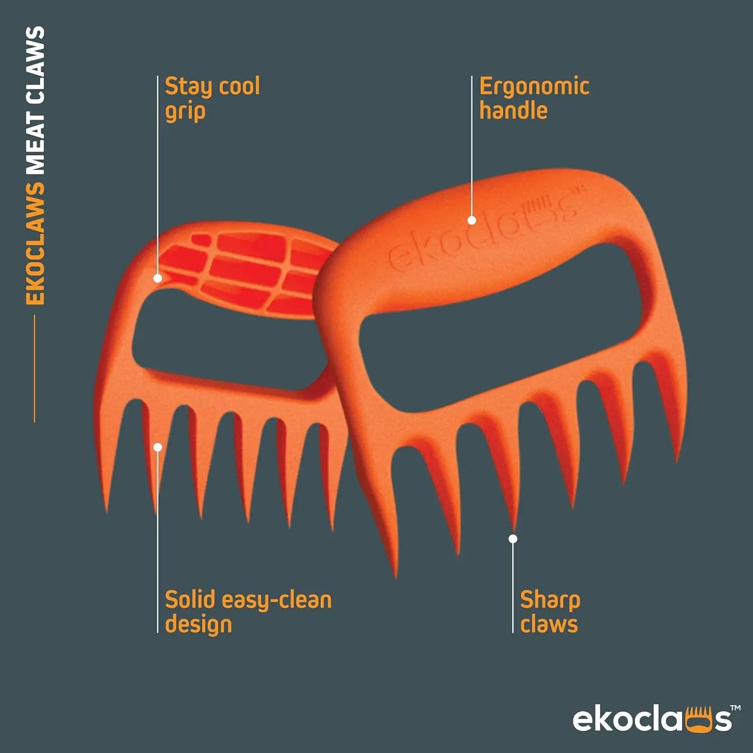 Ekoclaws Meat Claws, Professional Meat Shredder Claws for Shredding Meat, BBQ Accessories to Shred, Bear Claws for Shredding Meat, Pull, Lift & Carve Food by GreenHaven Gardens