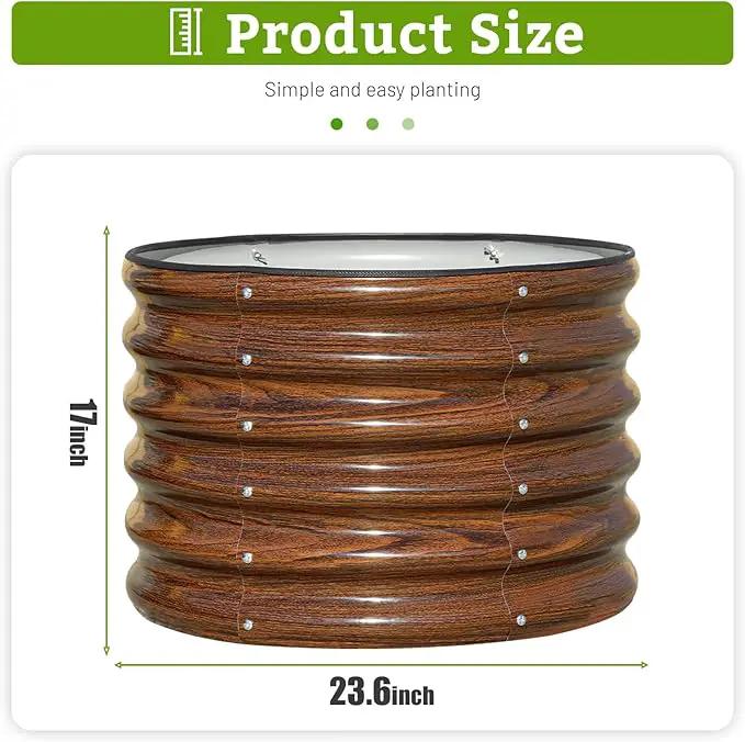 SnugNiture Raised Garden Bed, 2×2×1.5ft Round Galvanized Outdoor Planter Box, 17" Tall Deep Metal Garden Bed Kit for Planting Vegetables, Fruits, Flowers, Brown by GreenHaven Gardens